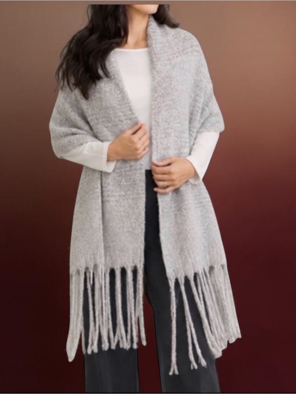 New! MER-SEA Grey Ombre Cozy Wrap Blanket Scarf